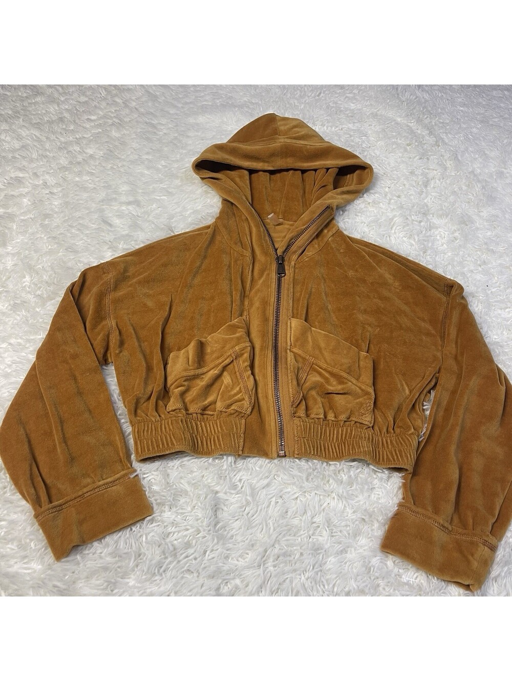 Free People Movement Velour Full Zip Crop Jacket Oversized XS